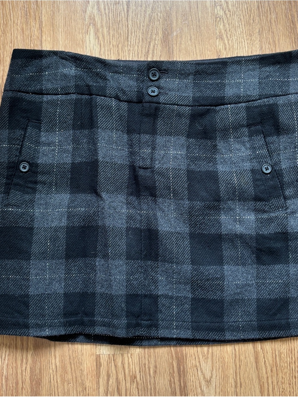 GAP Black & Gray Plaid Mini Skirt